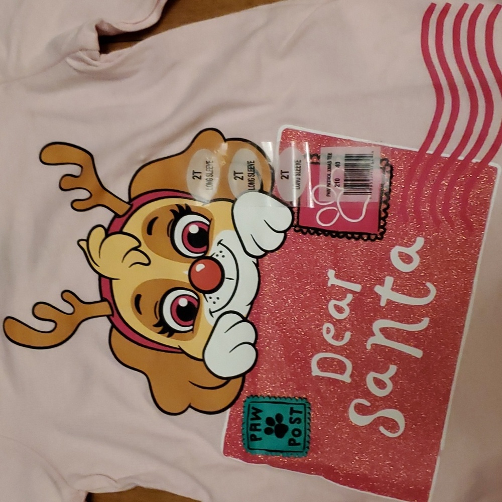 Toddler Girls Paw Patrol Christmas "Dear Santa" T-Shirt Size 2T 3T 4T 5T  NWT - Picture 2 of 2